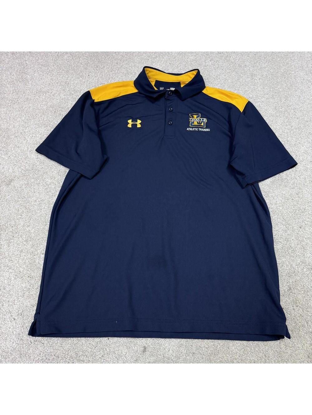 Under Armour Polo Men’s Blue Yellow Short Sleeve Size Large